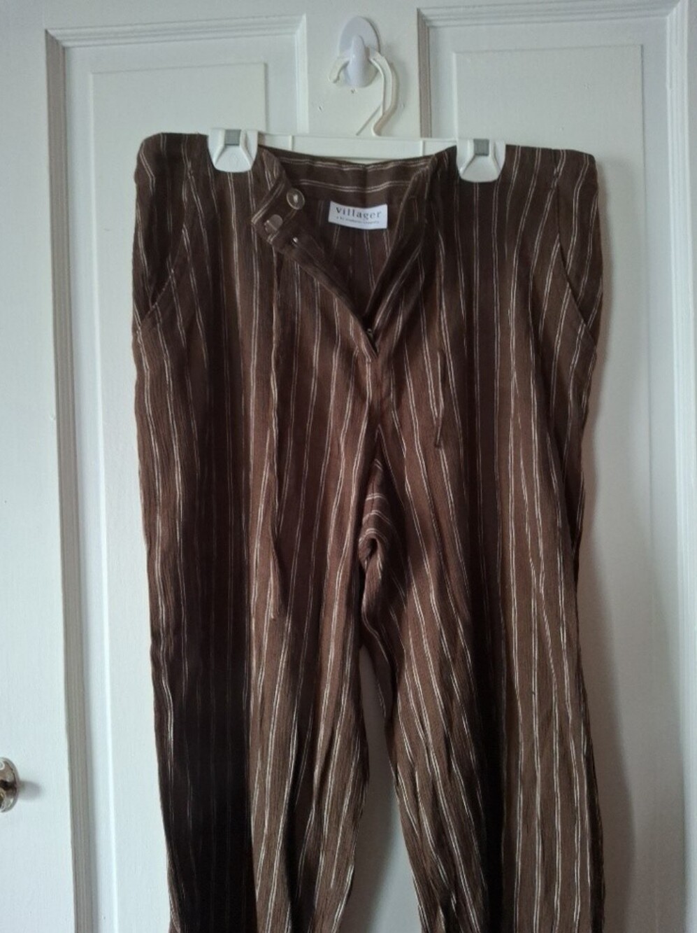 Villager Liz Claiborne Co Brown Stripe Pants 8